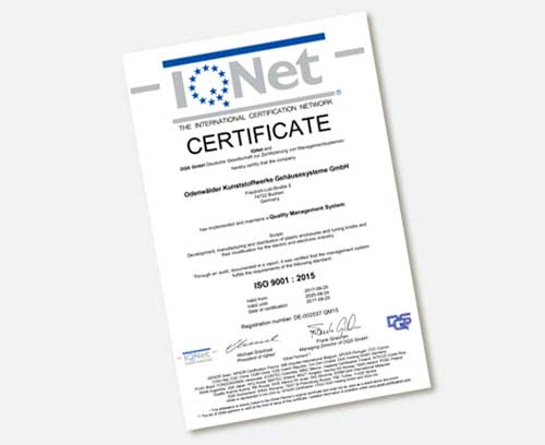 Certificate IQNet ISO 9001 : 2015