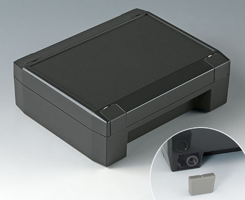 SOLID-BOX as a table-top enclosure, enclosure feet easy to insert (accessories)