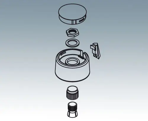 适配符合 DIN 41591 标准的带圆轴端的旋转电位器的卡夹固定系统