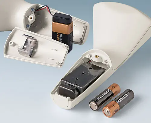 适配 2 个 AA 或 1个 9 V 电池盒  (附件)